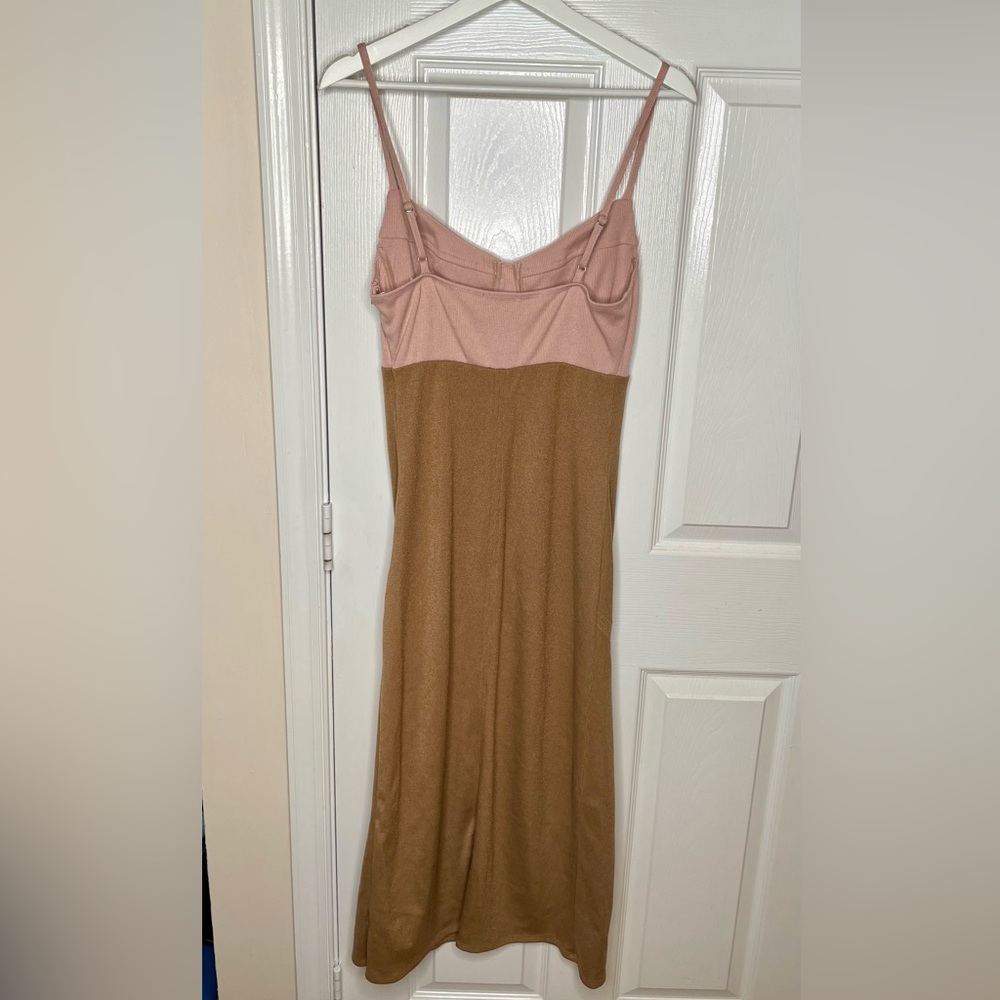 Line & Dot Maggie Dress Midi Corset Bodycon Sz Large Pink Brown Blush Combo NWT - Picture 4 of 8